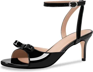 100FIXEO Women's Slingback Open Toe High Heel Bow Sandals Ankle Strap Stiletto Heel Pumps Dress Shoes