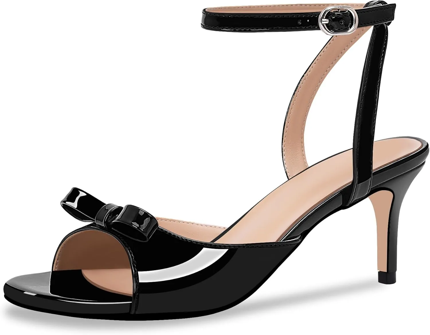 100FIXEO Women's Slingback Open Toe High Heel Bow Sandals Ankle Strap Stiletto Heel Pumps Dress Shoes