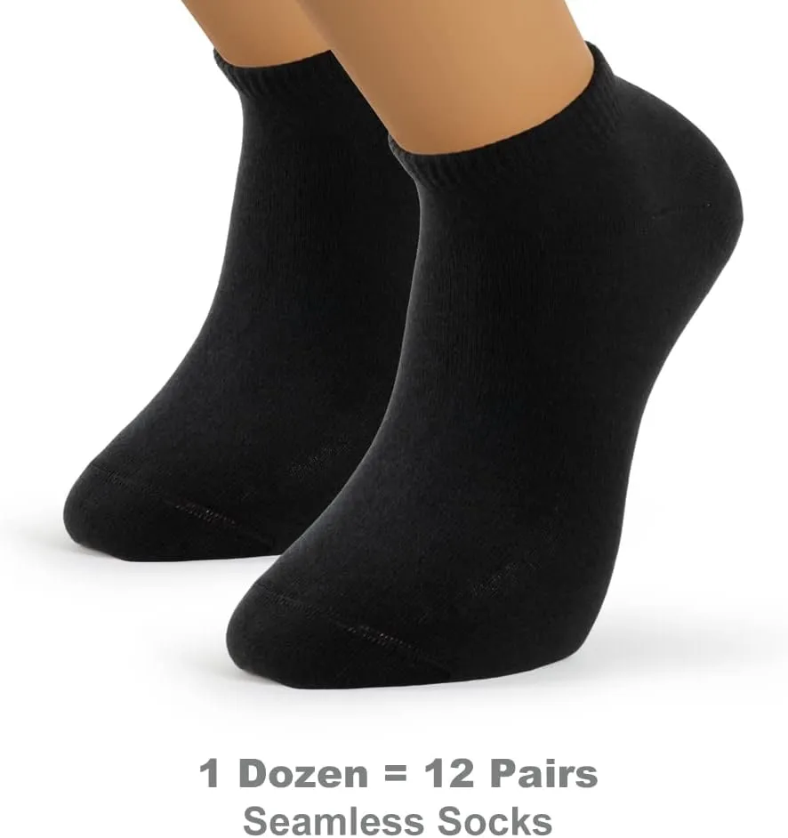 12 Pairs Seamless Socks Ankle Low-Cut for Men, Women With Mesh Laundry Bag