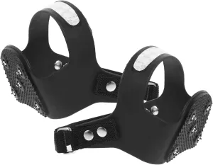 1Pairs Outdoor Teeth Silicone Crampons for Hiking Jogging and Climbing Reflective Stripe Ice Cleat Spikes Grips for Boots and Shoes Black