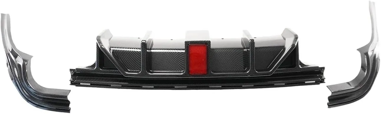 3PCS Rear Bumper Diffuser With Light Compatible For Jeep Grand Cherokee SRT Model Modified 2014-2022/Trackhawk 2018-2022 Anti-Scratch Guard Body Kit Repair(Carbon Fiber Style)