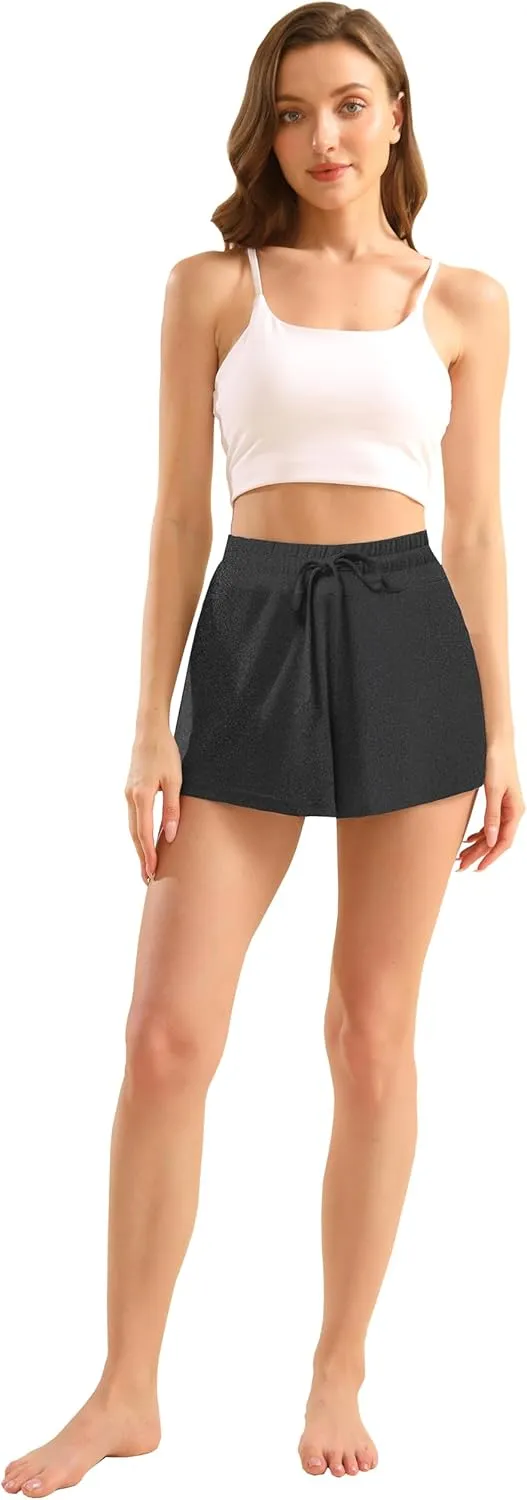5 Pack: Womens SuperSoft Comfy Stretch Pajama Lounge Shorts Elegant Sleepwear Cozy Pajama Bottoms Cute Sleep Shorts