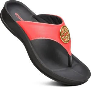 AEROTHOTIC Arch Supportive Strappy Orthotic Comfortable Flip Flops Cushion Soft Toe Post Non-Slip Summer Casual Travel Walking Thong Sandals Women Beach Essentials