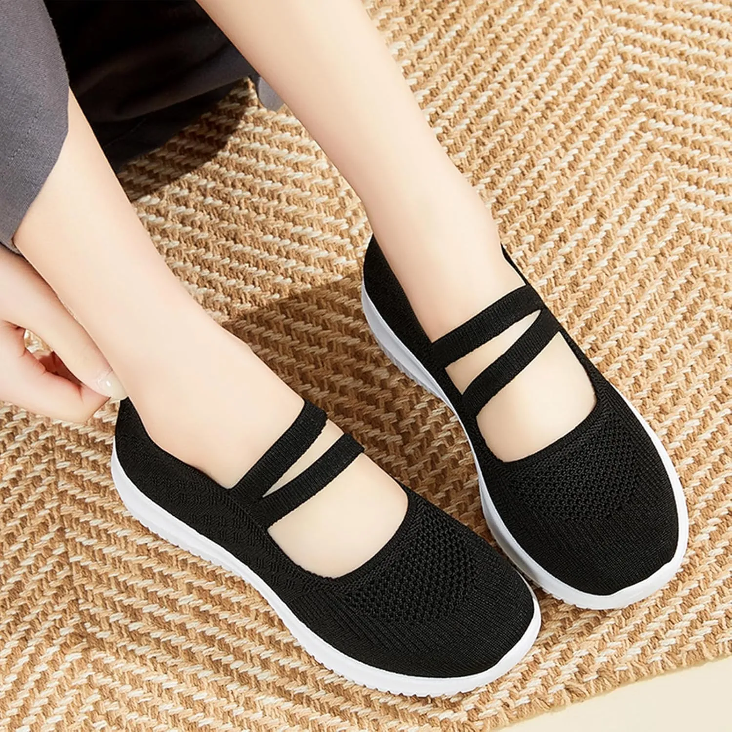 Alexis Leroy Women's Mesh Casual Walking Shoes Comfy Knit Sneakers