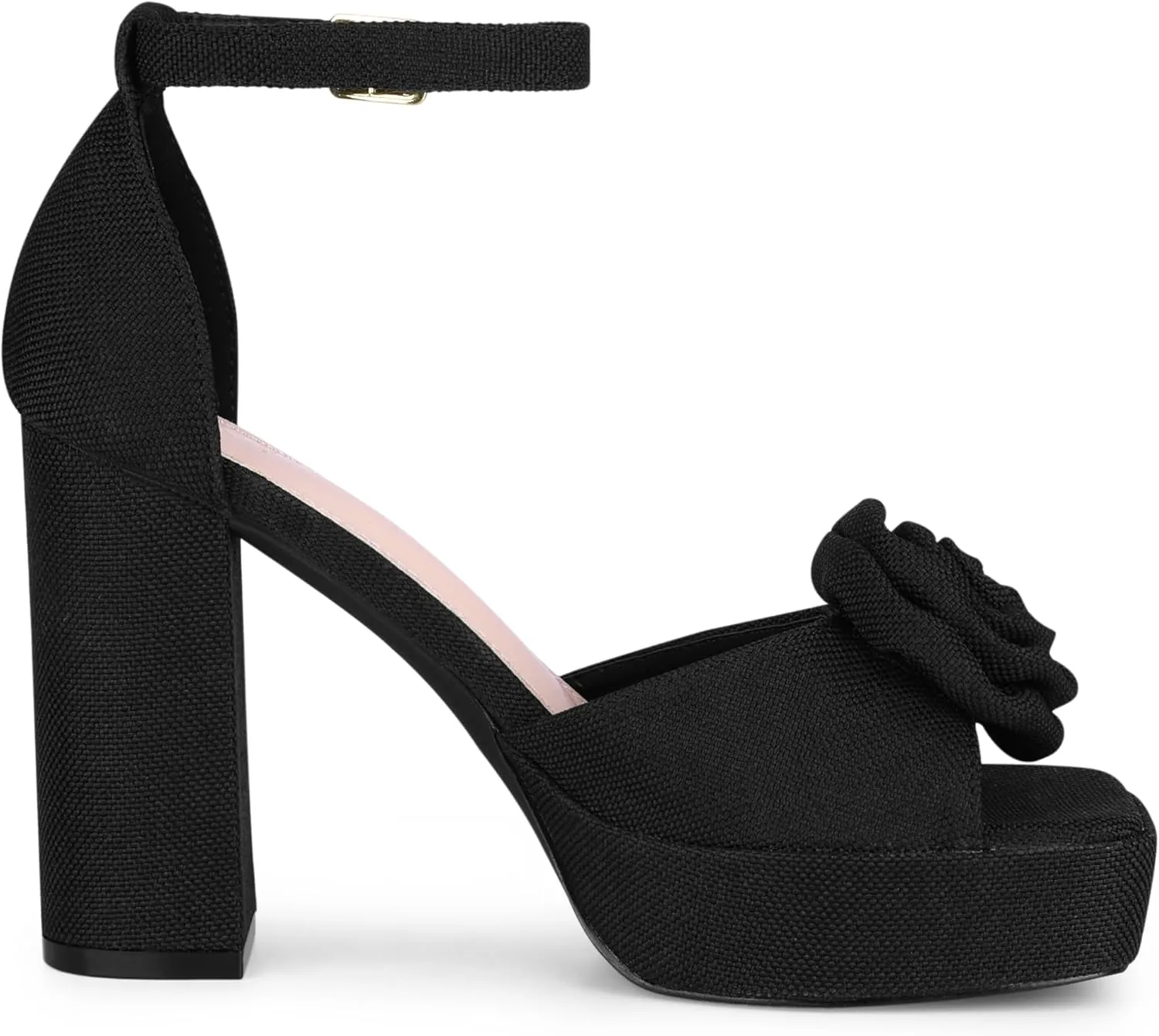 Allegra K Women's Platform Flower Heels Square Toe Chunky Heel Sandals