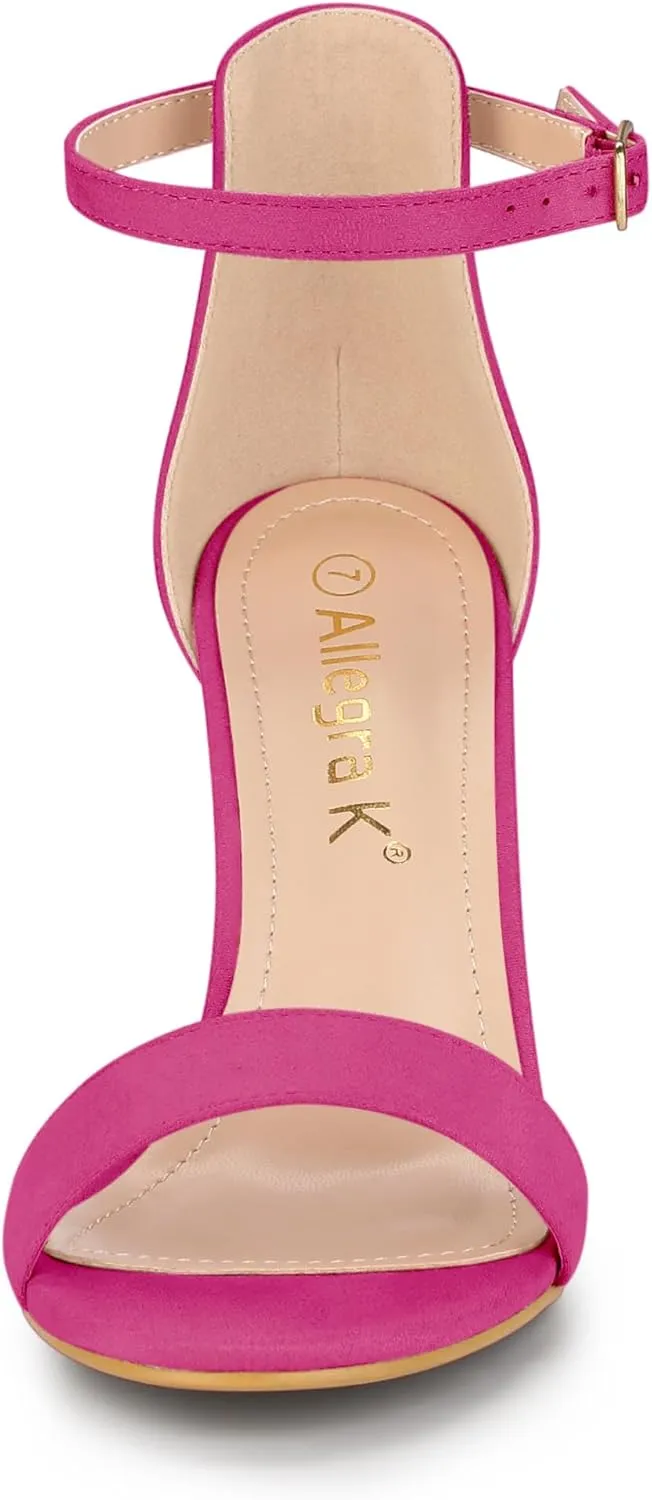 Allegra K Women's Suede Ankle Strap High Stiletto Heel Sandals