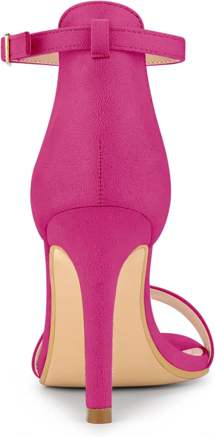Allegra K Women's Suede Ankle Strap High Stiletto Heel Sandals