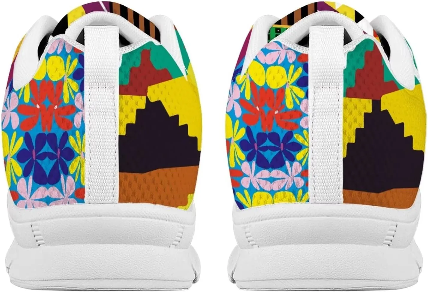 AmzPrint American Aztect Kente Ethnic Graphic Tribal Print White Sole African Shoes for Women Men Fashion Casual Sneaker
