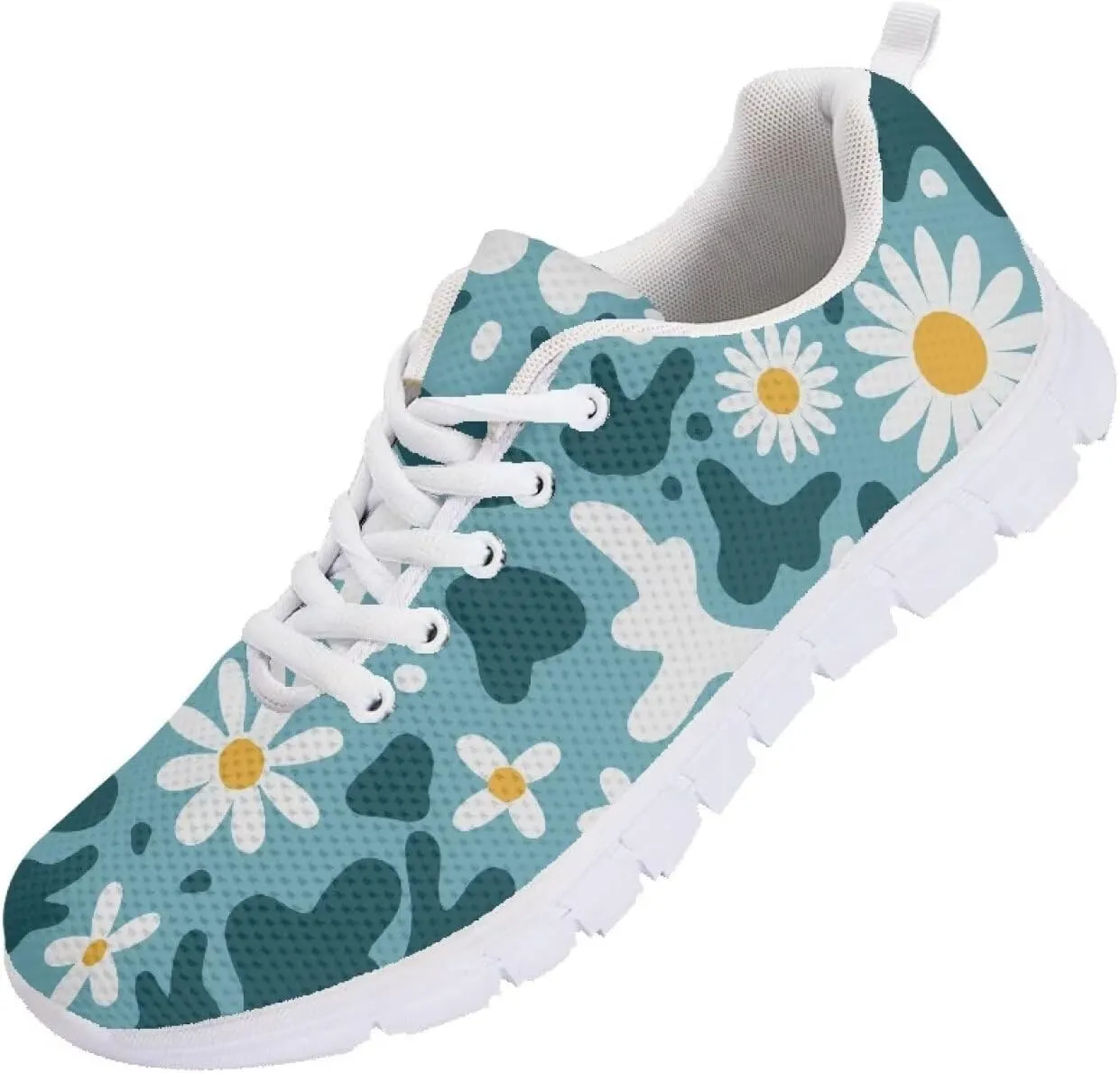 AmzPrint Women Men Fashion Sneakers White Sole Mesh Shoes for Women Comfy Workout Road Running Walking Shoes Size 5.5-13.5