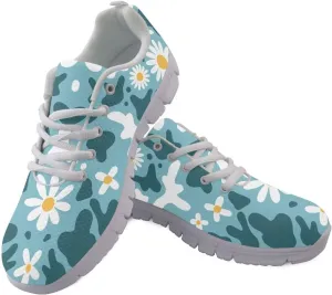 AmzPrint Women Men Fashion Sneakers White Sole Mesh Shoes for Women Comfy Workout Road Running Walking Shoes Size 5.5-13.5