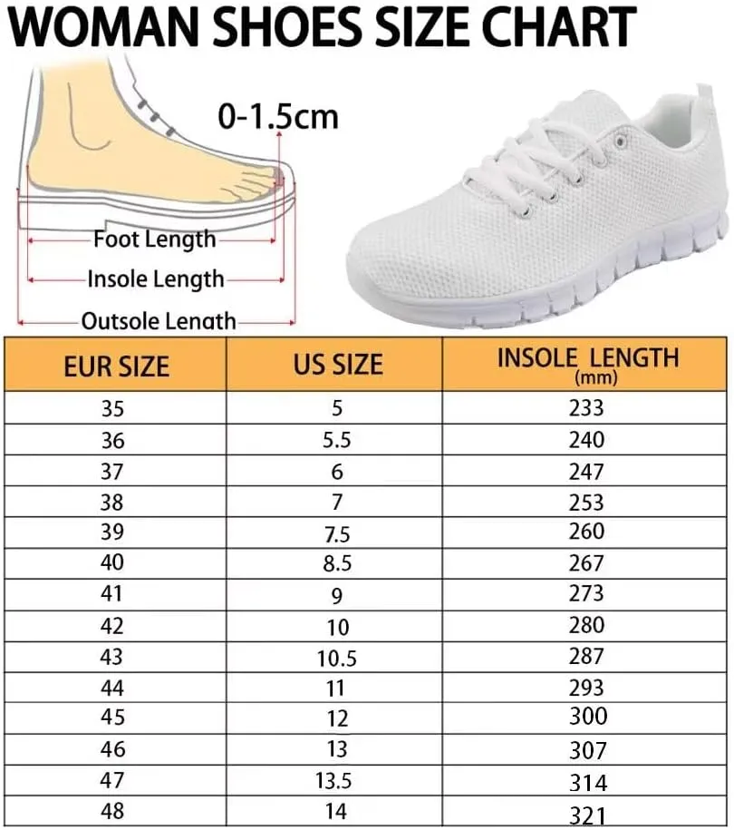 AmzPrint Women Men Fashion Sneakers White Sole Mesh Shoes for Women Comfy Workout Road Running Walking Shoes Size 5.5-13.5