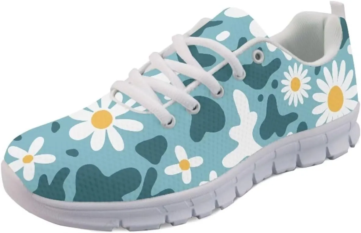 AmzPrint Women Men Fashion Sneakers White Sole Mesh Shoes for Women Comfy Workout Road Running Walking Shoes Size 5.5-13.5