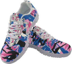 AmzPrint Women's Lightweight Work Casual Tennis Walking Shoes Cute Comfortable Work White Sole Running Shoes for Women