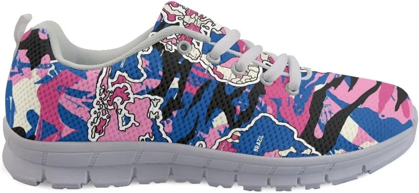 AmzPrint Women's Lightweight Work Casual Tennis Walking Shoes Cute Comfortable Work White Sole Running Shoes for Women