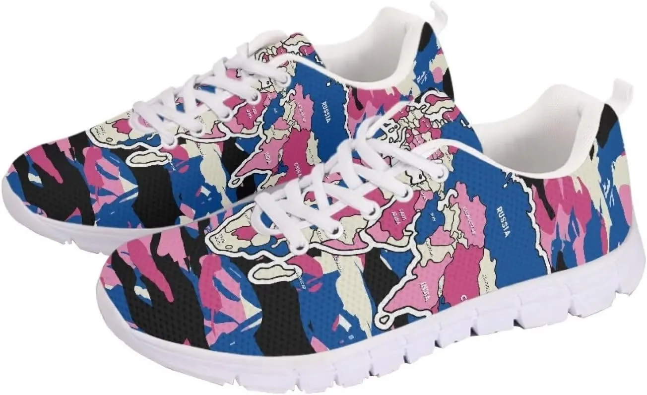 AmzPrint Women's Lightweight Work Casual Tennis Walking Shoes Cute Comfortable Work White Sole Running Shoes for Women