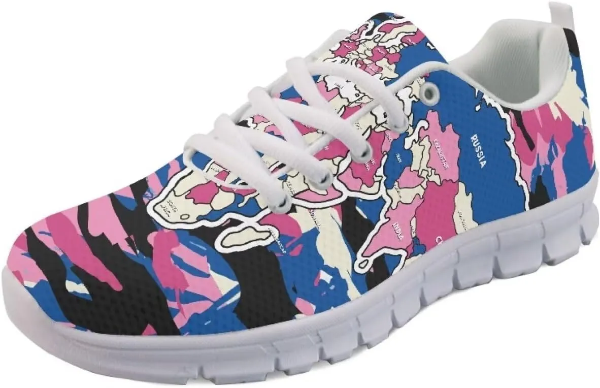 AmzPrint Women's Lightweight Work Casual Tennis Walking Shoes Cute Comfortable Work White Sole Running Shoes for Women