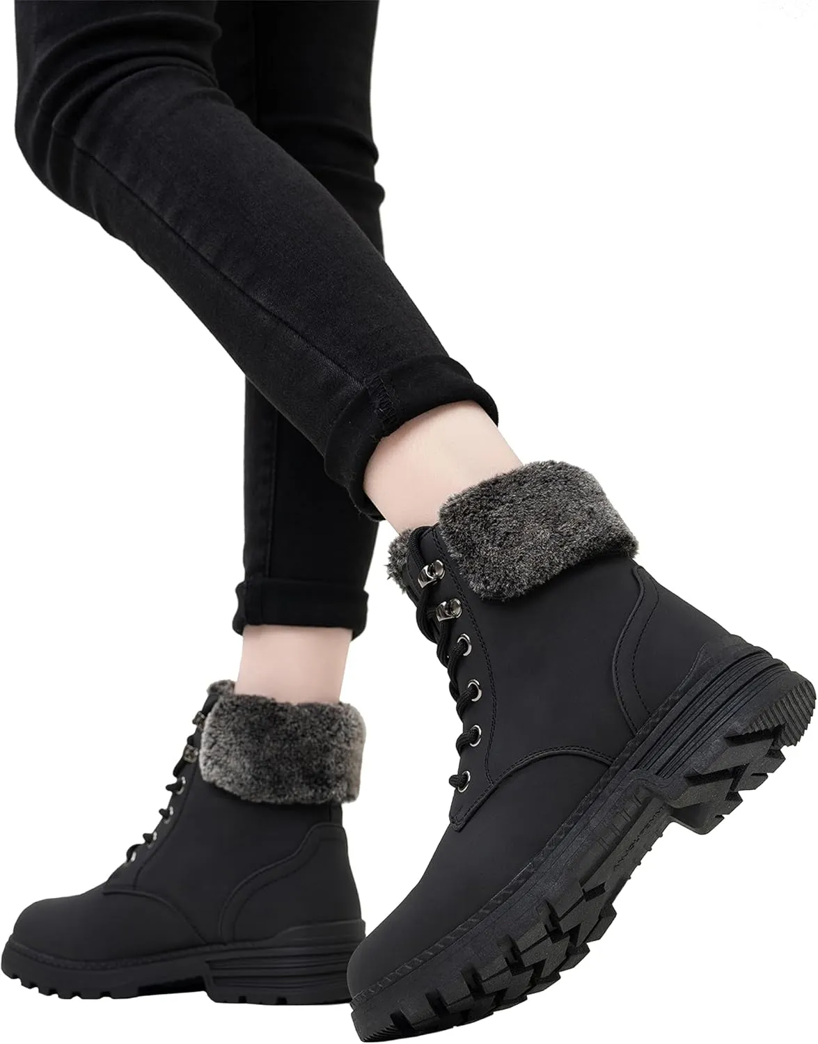 ANJOUFEMME Winter Snow Boots for Women Waterproof, womens Warm work Hiking Boots