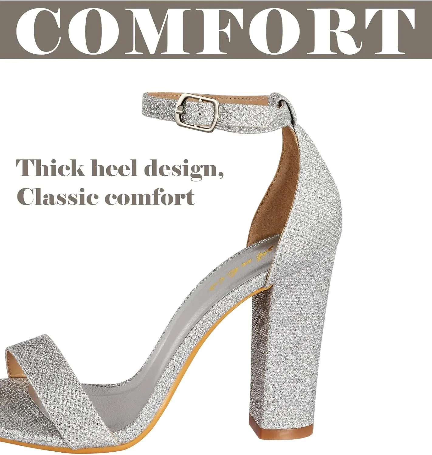 Ankis Nude Black White Heels for Women Open Toe Ankle Strap High Heel Sandals Party Wedding Strappy Buckle Sandals Standard Size 4 Inches Tall High Heel Design