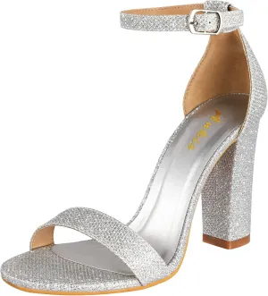 Ankis Nude Black White Heels for Women Open Toe Ankle Strap High Heel Sandals Party Wedding Strappy Buckle Sandals Standard Size 4 Inches Tall High Heel Design