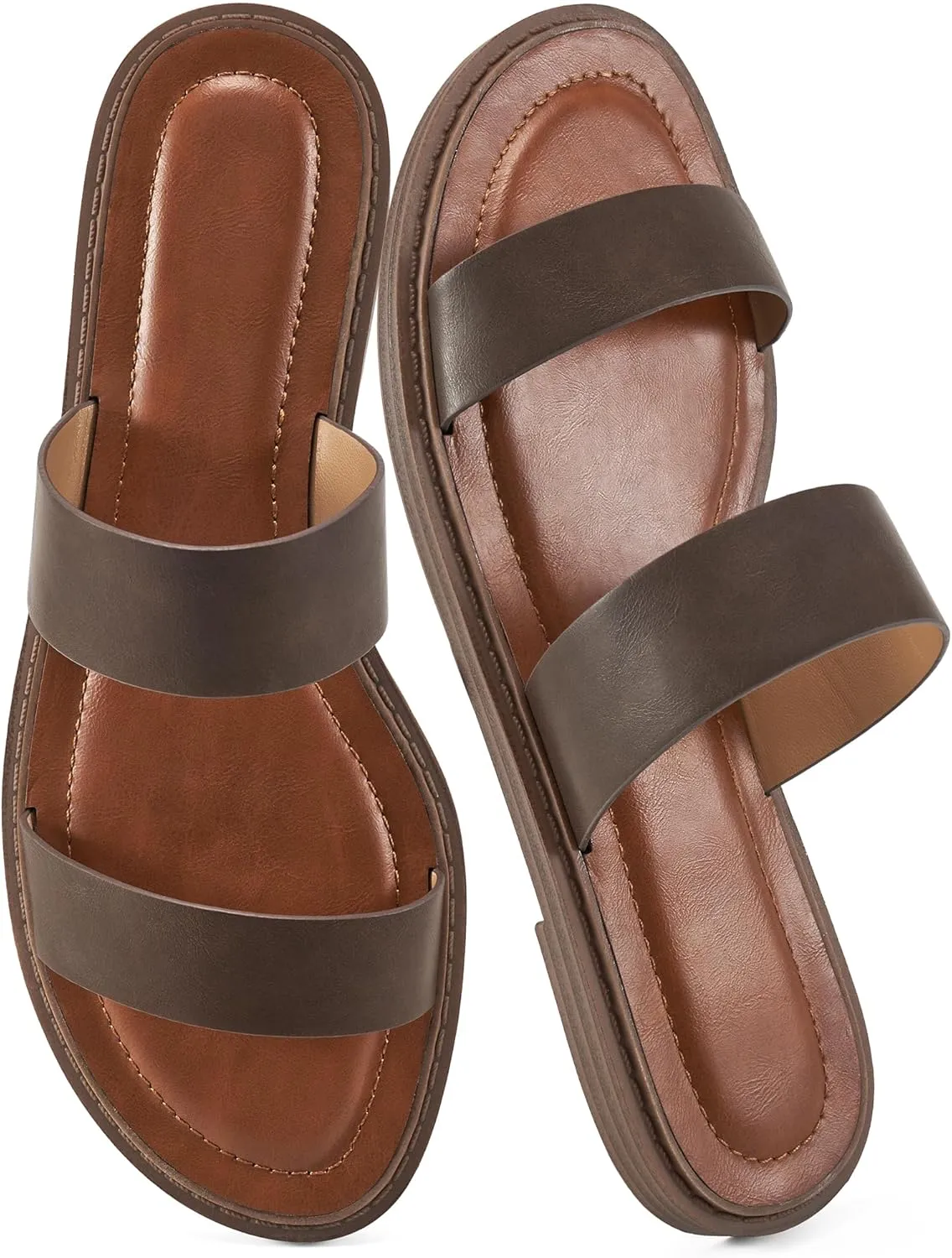 Aomigoct Flat Sandals Women Summer: Comfortable Beach Dressy Sandal for Women - Casual Walking Ladies Fashion Shoes