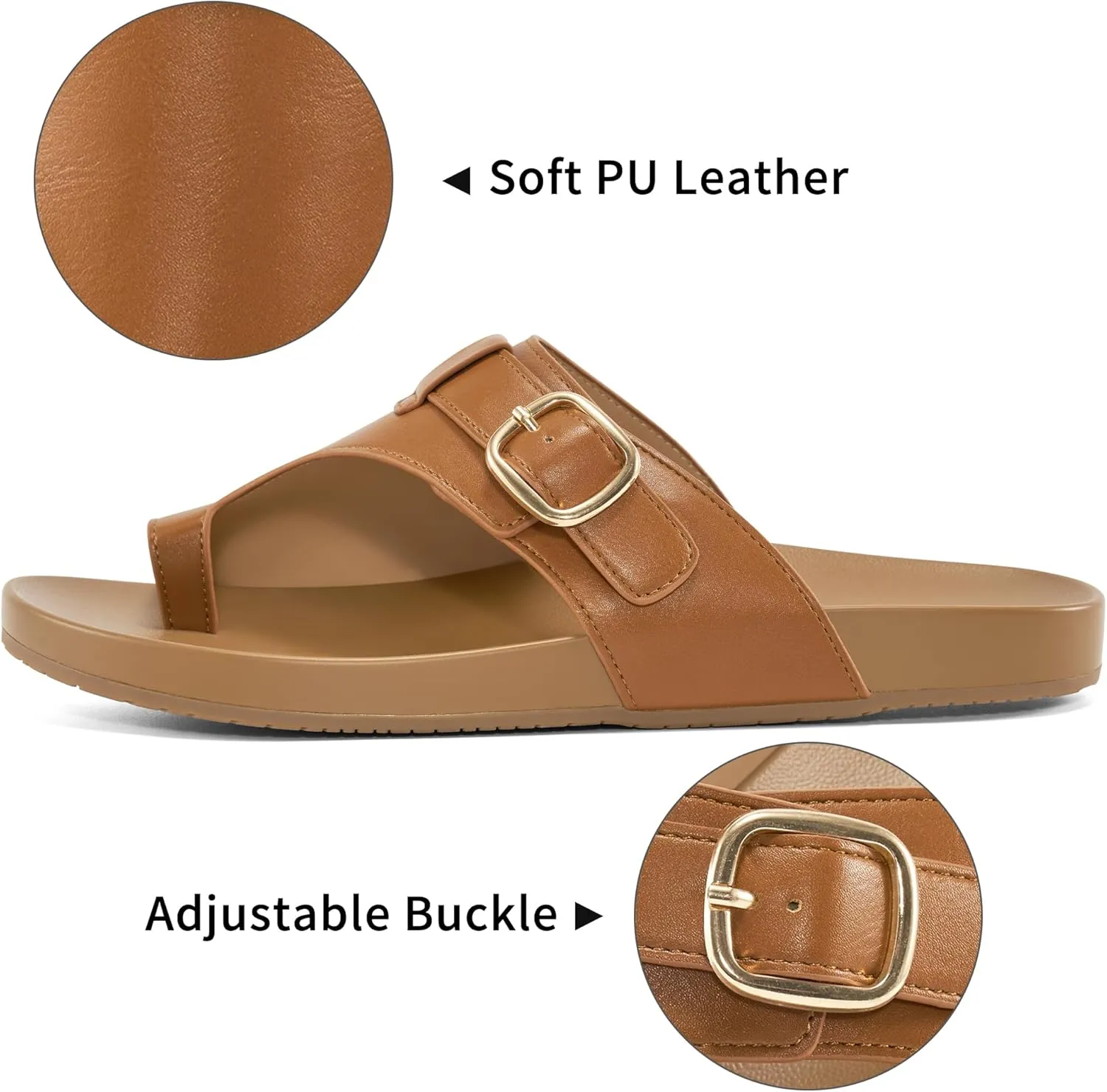 Aomigoct Slides for Women Orthopedic Sandals: Black 8 Comfortable Beach Dressy Sandals - Ladies Casual Walking Summer Shoes