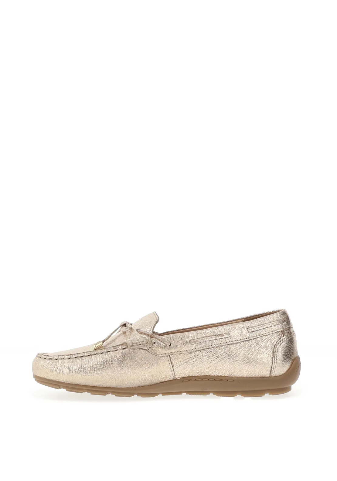 Ara Leather Stitching Detail Loafers, Platinum