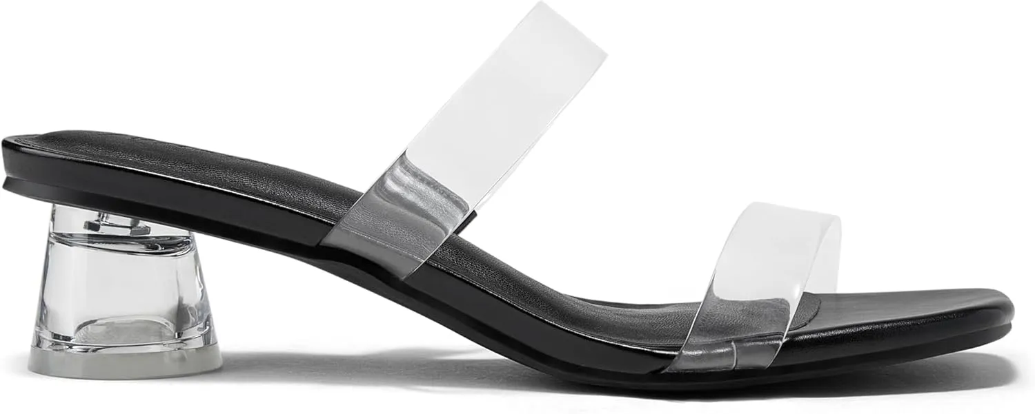 Arromic Womens Sandals Square Open Toe Low Heel Sandals Two Strap Heeled Sandals for Women Slip on Heels Comfort Summer Dress Shoes