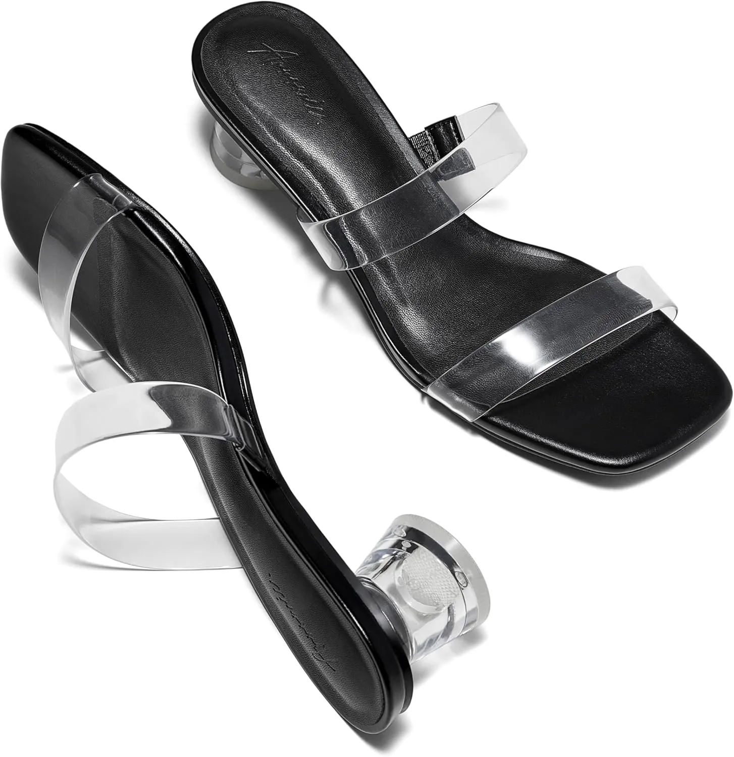 Arromic Womens Sandals Square Open Toe Low Heel Sandals Two Strap Heeled Sandals for Women Slip on Heels Comfort Summer Dress Shoes