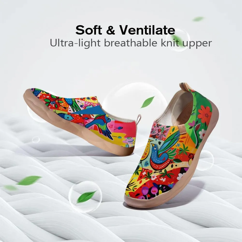Art Painted Shoes for Women Knit Slip On Loafers Lightweight Casual Walking Sneaker