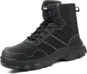 Asiman Steel Toe Boots for Men Women Indestructible Safety Work Shoes Breathable Lightweight High Top Steel Toe Safety Shoes Slip Resistant Construction Work Boots