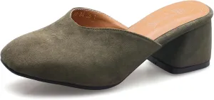 Asterisco Women Block Heel Mules Mid Heel Mules Square Toe Slip On Simple Daily Sandals, Size 2-15.5