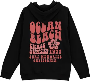 AuTum Ocean Beach Chase Sunset Hoodie - Siesta Beach Hoodie, Ocean Beach Hoodie Aesthetic, Words On Back Hoodie 4XL Black