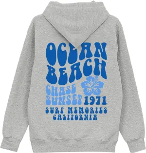 AuTum Ocean Beach Chase Sunset Hoodie - Siesta Beach Hoodie, Ocean Beach Hoodie Aesthetic, Words On Back Hoodie Sport Grey S