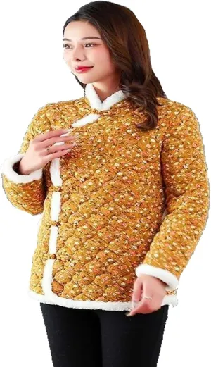 Autumn and Winter Women's Cotton Clothes Retro Chinese Northeast Big Flower Cotton Clothes Mom's Clothing