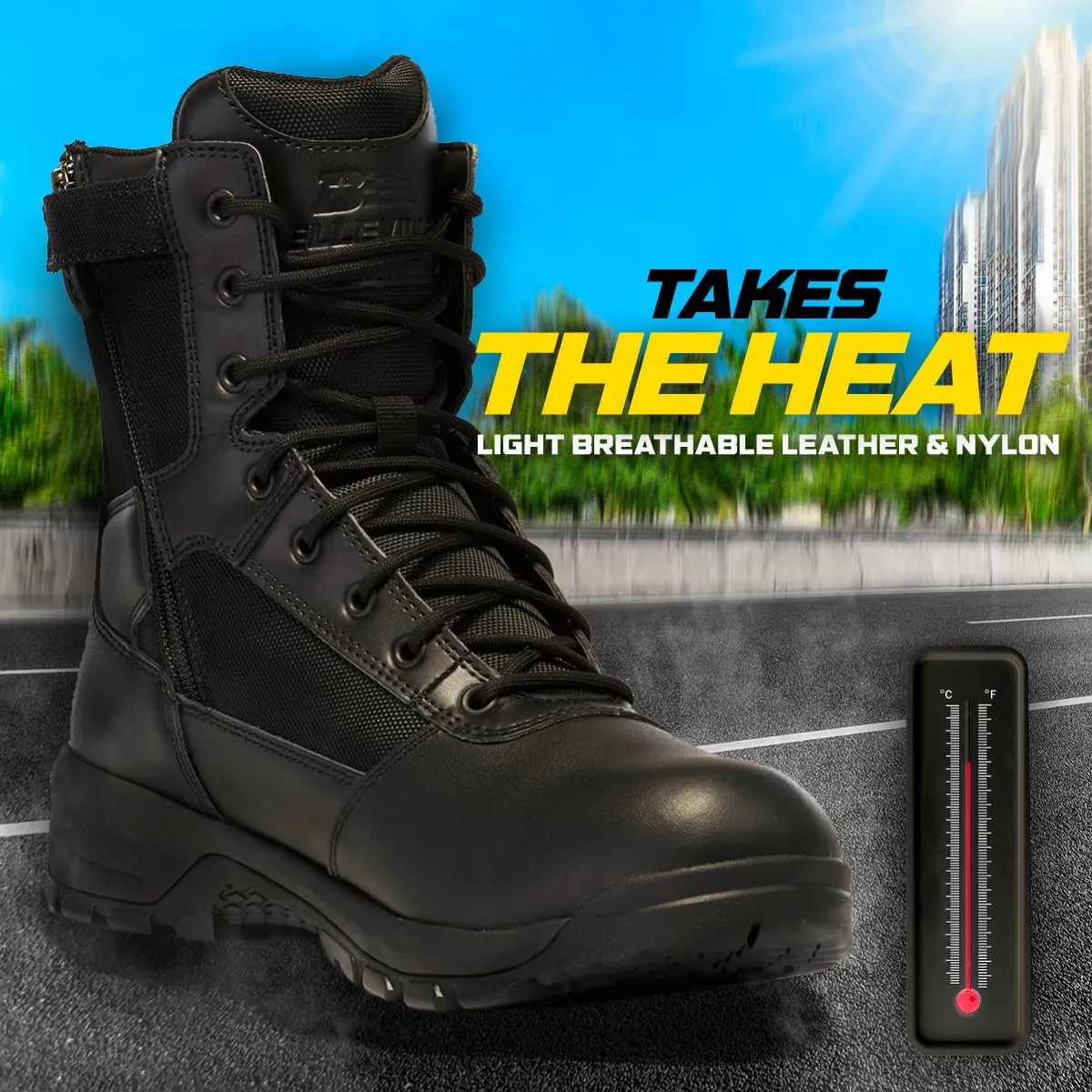 Belleville Spear Point BV918ZWPCT Waterproof Composite-Toe Black Tactical Boots for Men - Designed for Police, EMS, and Security Personnel with Zone Traction Outsole