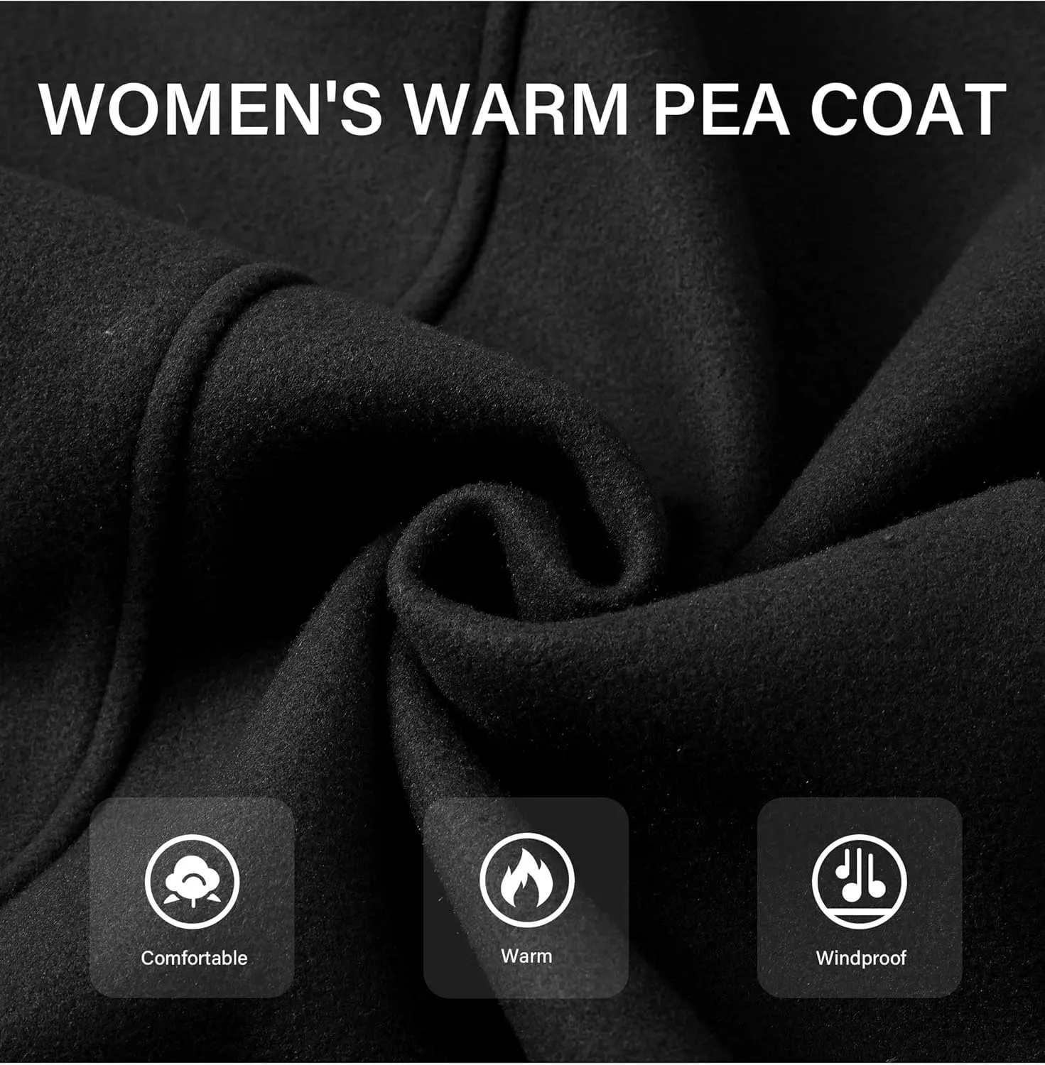Bellivera Women Wool Jacket Blend Winter Mid Long Trench Coat Warm Pea Overcoat