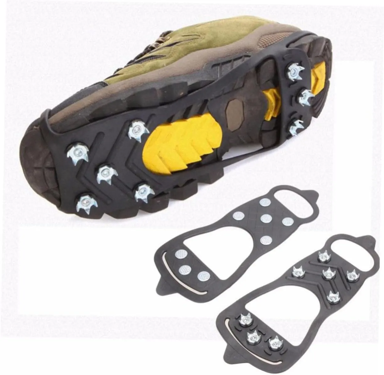 BESTYASH Anti-Slip Eight-Tooth Crampons Ice Climbing Shoes Cover Anti-Skid Crampons Snowfield Cleat for Shoes Ice
