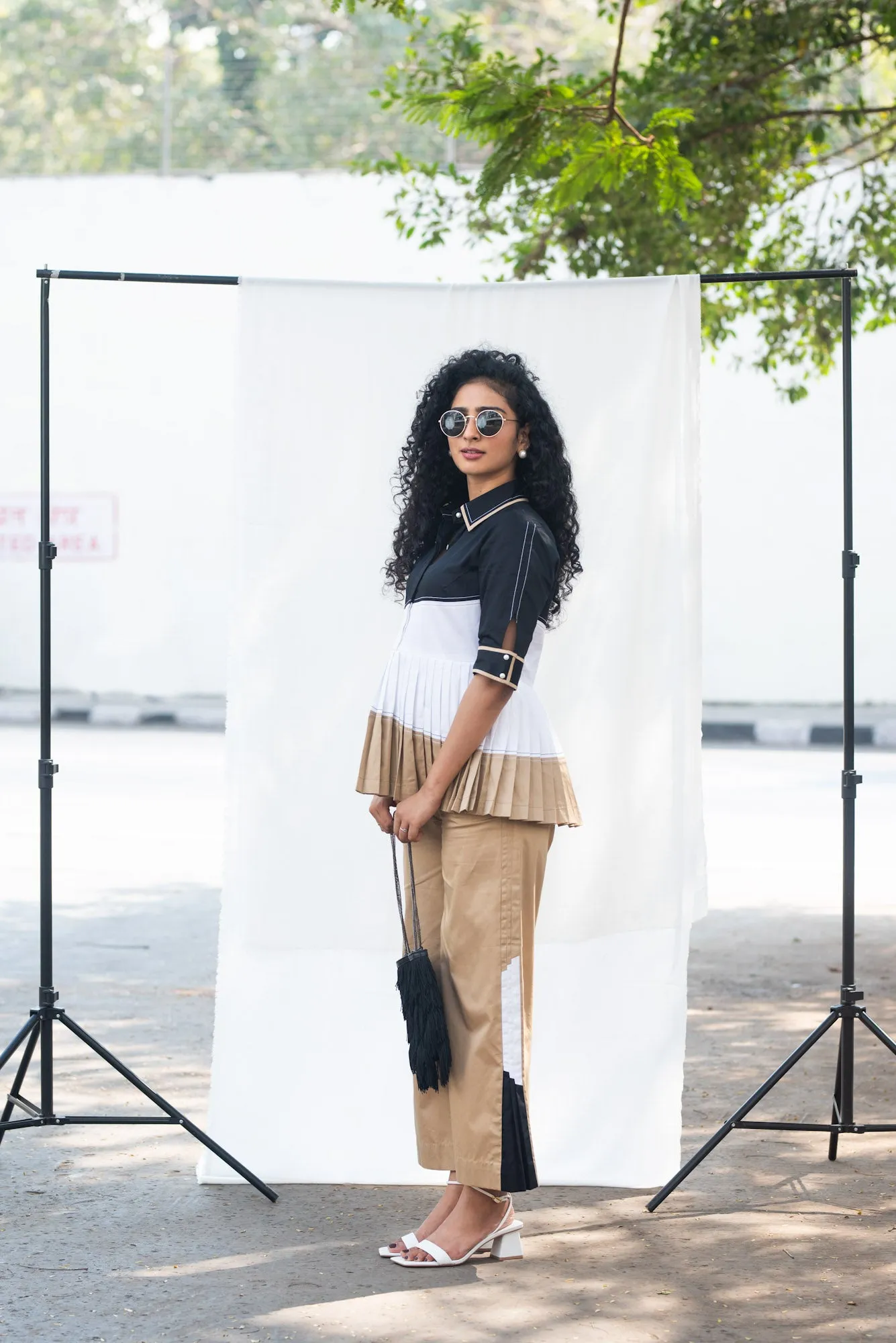 Bijli Top (Black and Beige)