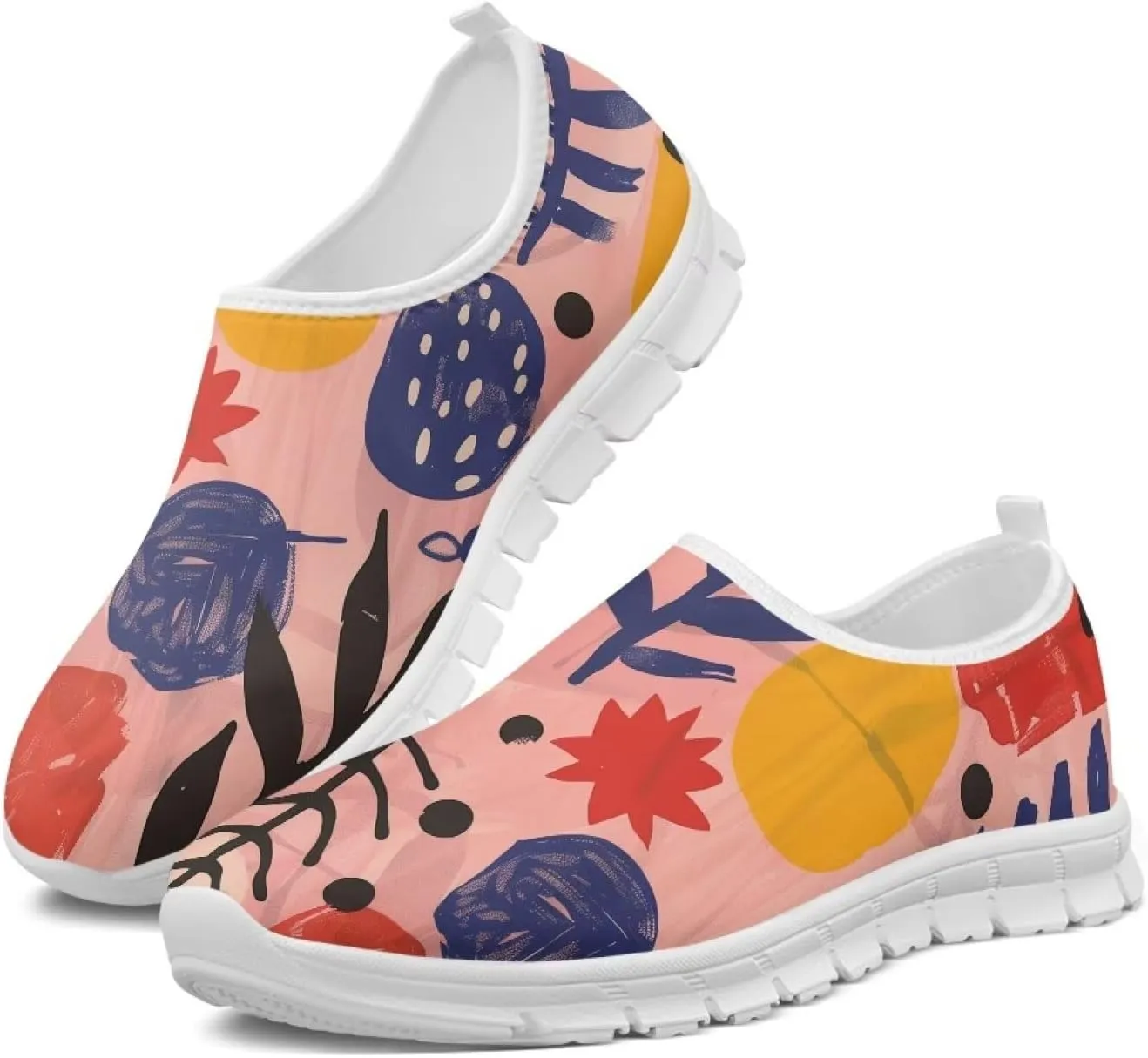 Biyejit Women's Breathable Shoes Comfortable Walking Sneakers Wide Fit Go Walk Slip on Loafers Tennis Soft Summer Shoes