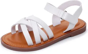 Blikcon Girls Open Toe Princess Flat Sandals Strappy Summer Sandals (Toddler/Little Kid)