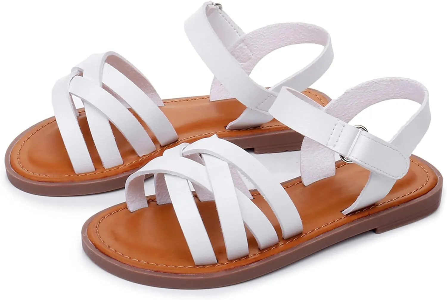 Blikcon Girls Open Toe Princess Flat Sandals Strappy Summer Sandals (Toddler/Little Kid)