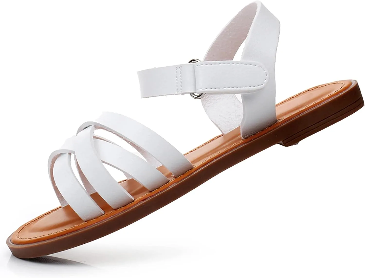 Blikcon Girls Open Toe Princess Flat Sandals Strappy Summer Sandals (Toddler/Little Kid)