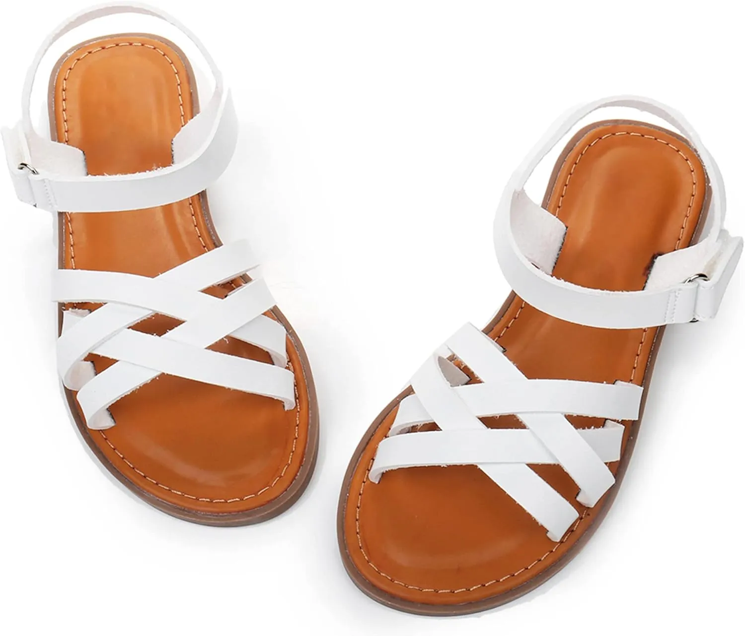 Blikcon Girls Open Toe Princess Flat Sandals Strappy Summer Sandals (Toddler/Little Kid)