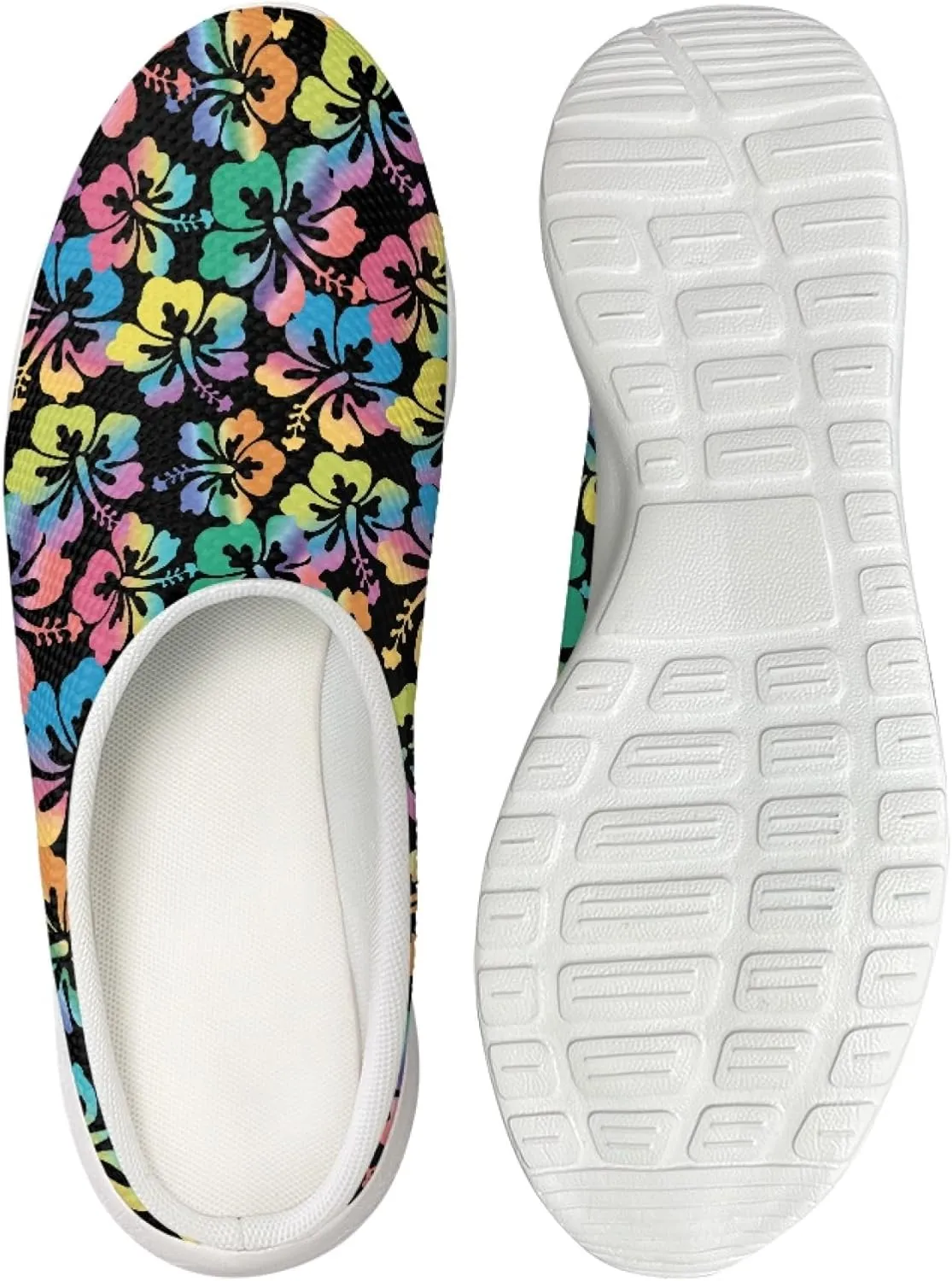 Boatee Women's Thick Bottom Slippers Blue Hibiscus Garden Clogs Sandals Bathroom Beach Sandals