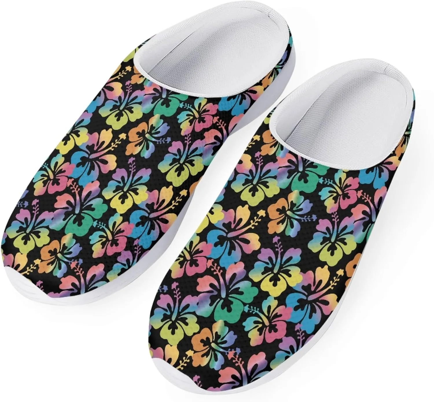 Boatee Women's Thick Bottom Slippers Blue Hibiscus Garden Clogs Sandals Bathroom Beach Sandals