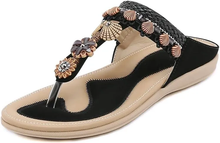Bohemian Handmade Flower Toe Sandals for Women's Versatile Slippers