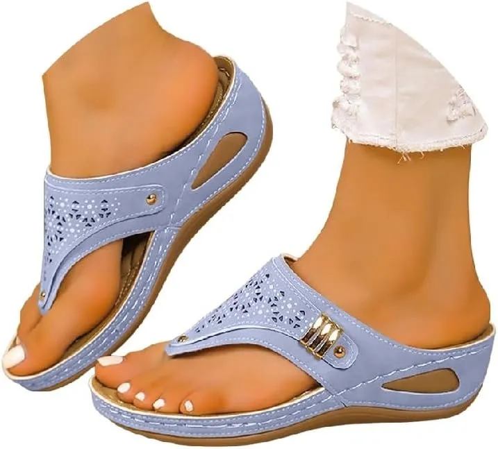 Breathable Mesh Hollow Sports Sandals Non-Slip 2024 New Women’s Wedge Orthopedic Flip-Flops Summer Casual Sandals Open Toe