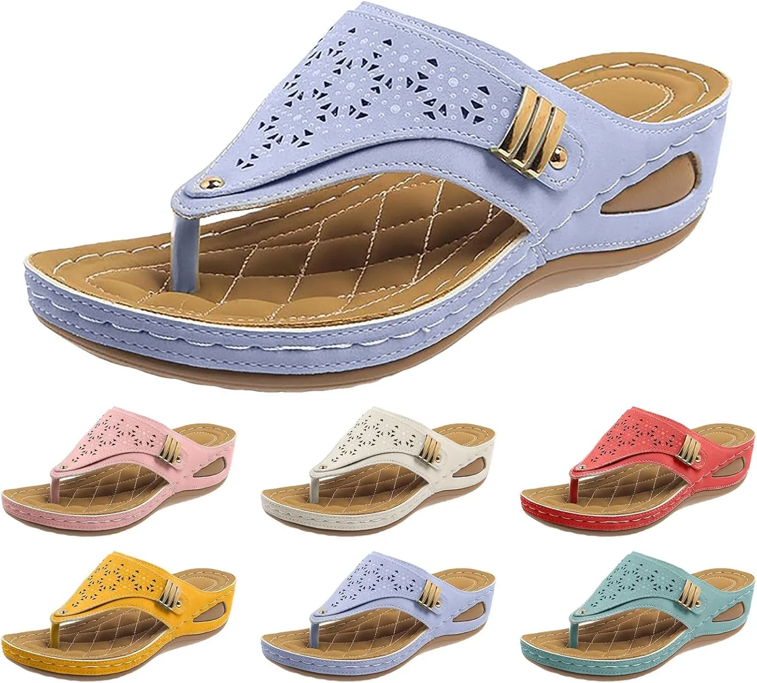 Breathable Mesh Hollow Sports Sandals Non-Slip 2024 New Women’s Wedge Orthopedic Flip-Flops Summer Casual Sandals Open Toe
