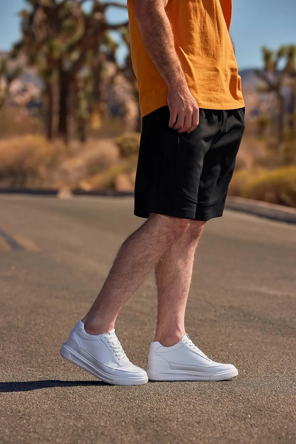 CALTO Men's Invisible Height Increasing Elevator Shoes - Pure White Light-Weight Lace-up Leather Sporty Sneakers - 2.8 Inches Taller - X1647 - Size 12 D(M) US