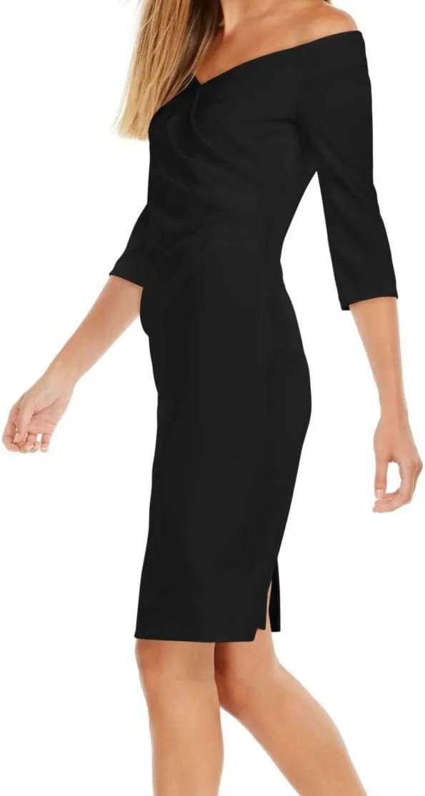 Calvin Klein Women's Three Quarter Sweetheart Off-The-Shoulder Cocktail Dress